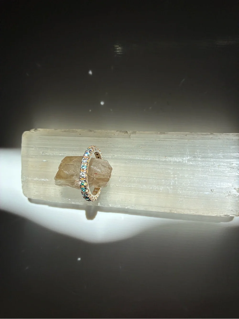 Aquamarine Gold Eternity Stackable Band Ring